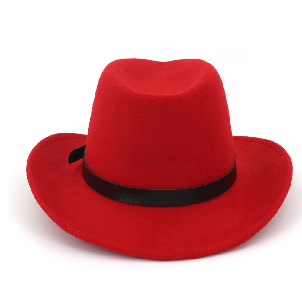 Мужская и Женская Ковбойская шляпа в западном стиле с широкими полями кожаным