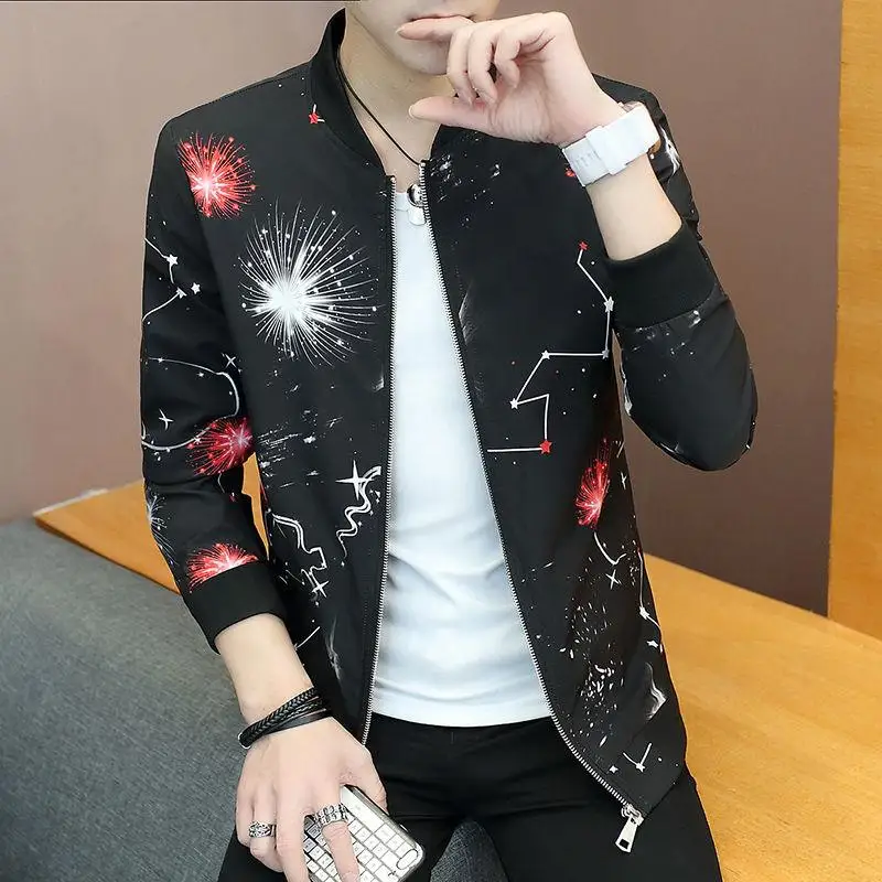 

2019 New Floral Jacket Men Fancy Streetwear Outerwear Coat Plus Size Brand Clothing New Autumn Fashion Bomber Jacket for Men