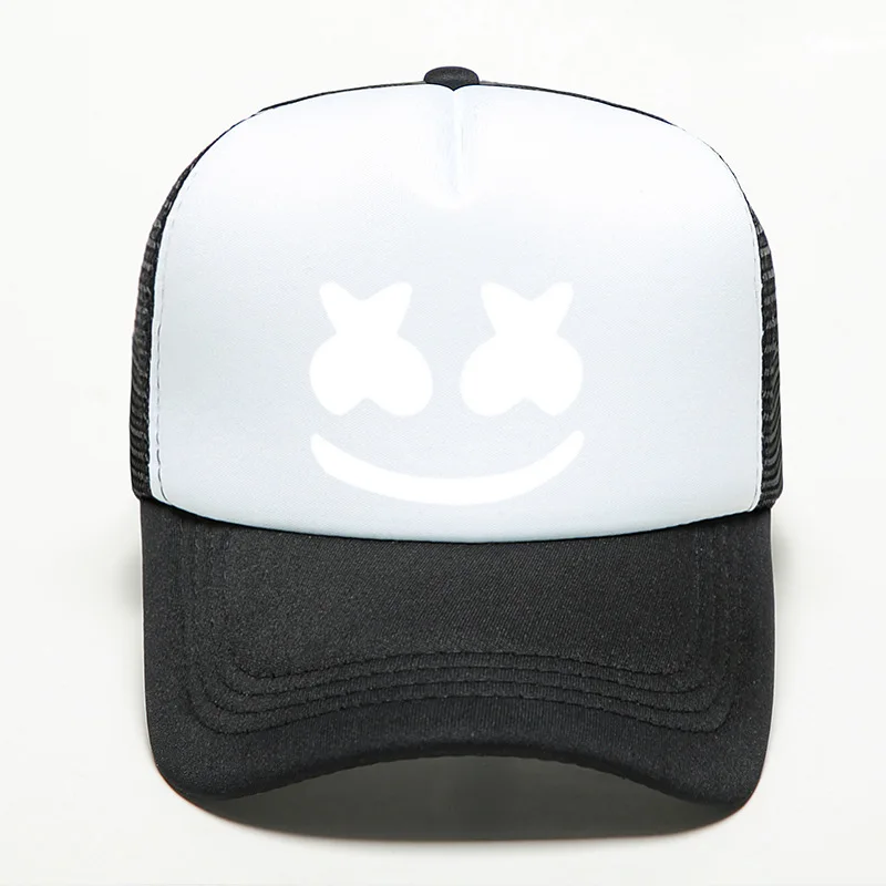 Хлопковые сахарные шляпы Marshmello с принтом лица смешной улыбающийся Dj лето осень бейсбольная шляпа папа женщины Кепка мужчины casquette