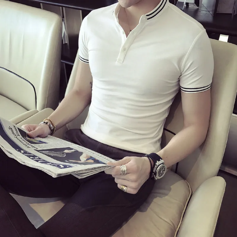 

Мужская футболка в полоску, облегающая, лето 2020