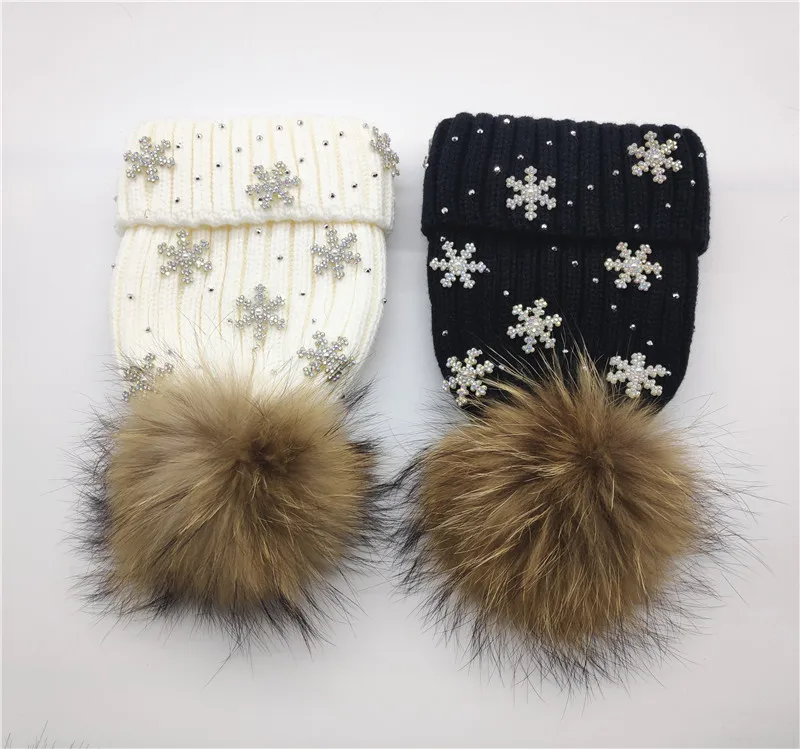 Женские рождественские вязаные шапки теплые плотные плюшевые шапочки со