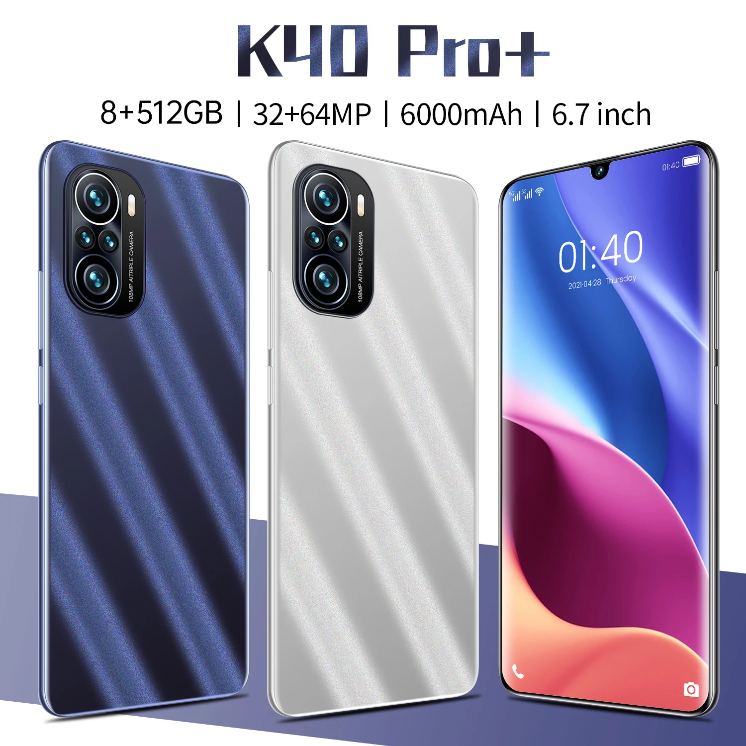 

New Arrival Smartphone 2021 Global Version K40 Pro+ MT6889+ 10Core 5G 8+512G 32MP+64MP 6.7Inch 6000MAH Android 11