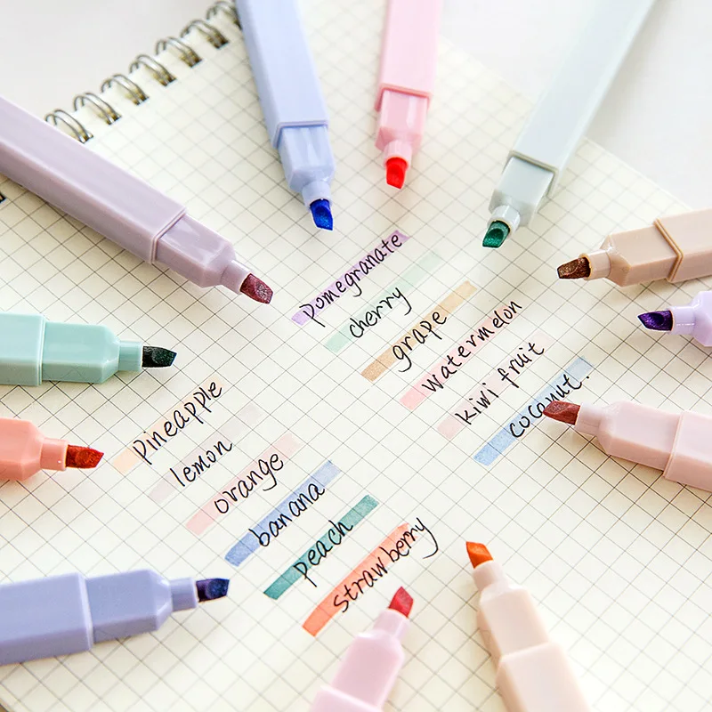 6 pcs/set Soft Tip Highlighter Pens Light Color Art Marker DIY Photo Album Journal Fluorescent Pen Student Drawing Stationery | Канцтовары