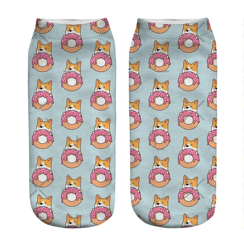 

Женские носки kawaii I пончик забота корги собаки принты носки женские Харадзюку счастливые Смешные новые милые подарочные носки для девочек д...