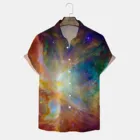 Мужская летняя рубашка с принтом тай-дай, проветриваемая рубашка с воротником-стойкой и короткими рукавами, рубашка для боулинга в стиле панк