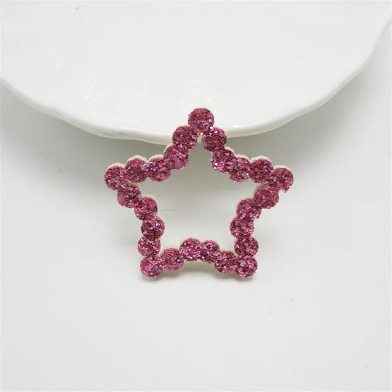 Pink Stars 20-100 шт Блестящий медведь/Сердце/Звезды аппликация DIY ремесло Детские принадлежности детский подарок, аксессуары для волос упаковочные материалы тиснение - Color: Pink Stars