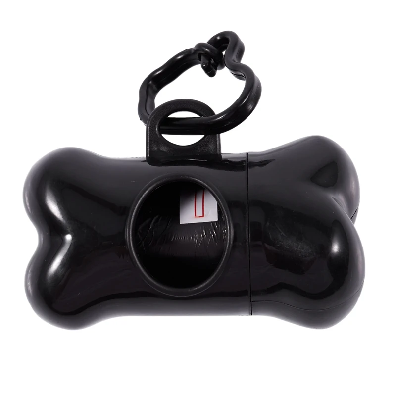 Quality Bone-Shape Pet Waste/Poop Pick-Up Dispenser + 15 Bags w/ A Ring Hook for Carrying (Black) | Дом и сад