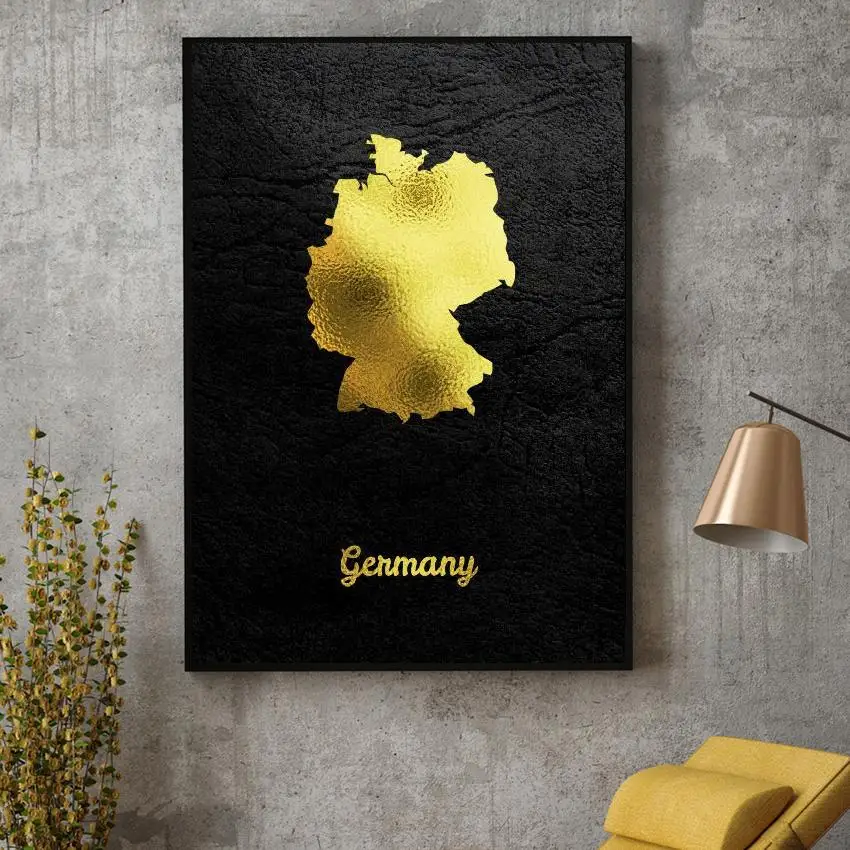 

Golden Map Art Germany Canvas Painting Wall Art Pictures Prints Home Decor Wall Poster Decoration For Living Room