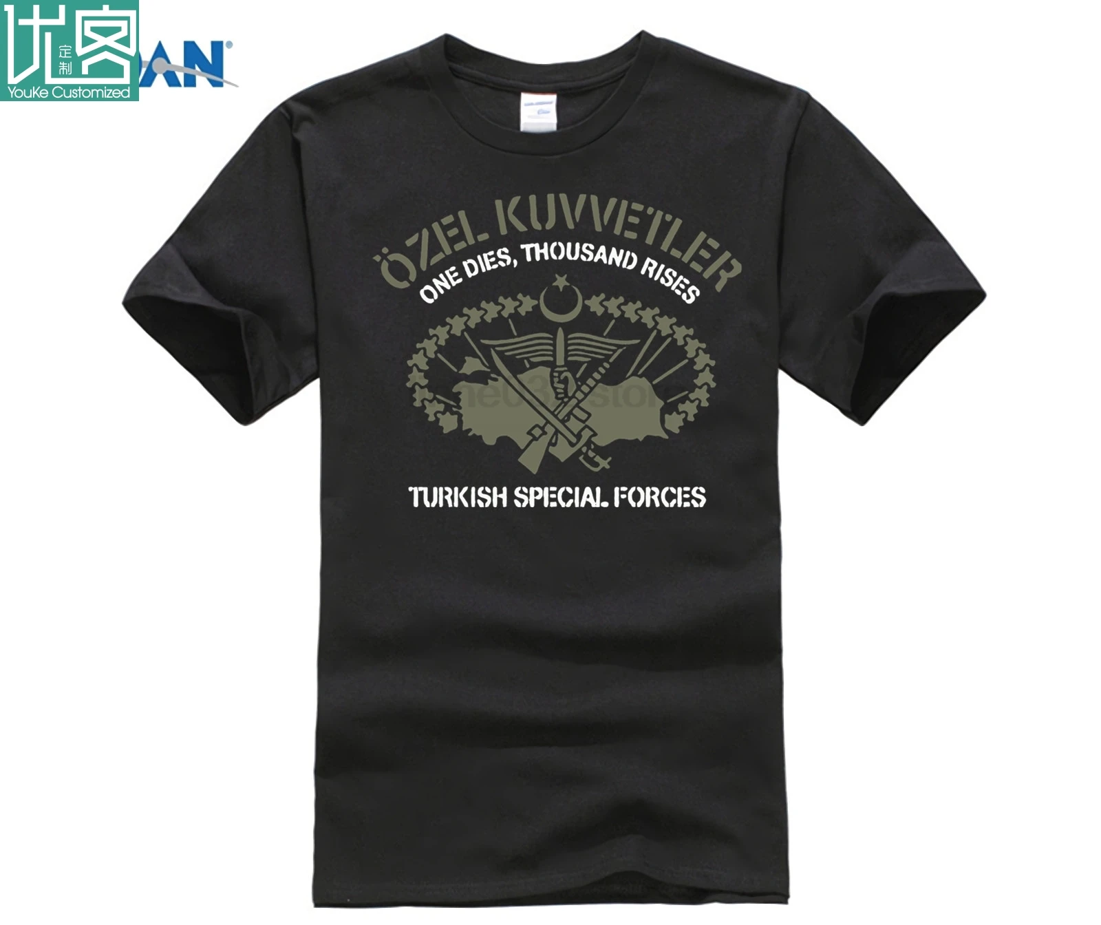 Новая Турецкая спецназ Ozel kuvvvetler Футболка camiseta Черная Мужская хлопковая