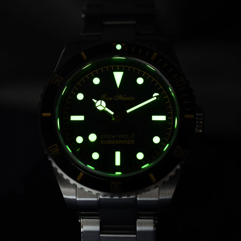 San Martin 6200 Мужские автоматические часы Diver серебряного цвета влагозащищённые
