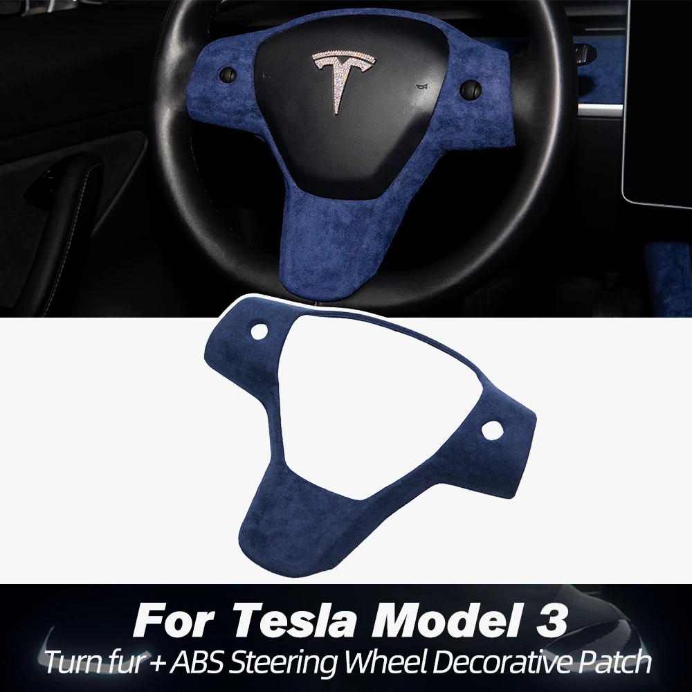 

Model3 Car Steering Wheel Decorative For Tesla Model 3 2021 Accessories Model Y Accessories Fur Decorative Three Model3 Interior