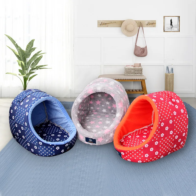 

Pet bed for Cats Dogs Soft Nest Kennel Bed Cave House Sleeping Bag Mat Pad Tent Pets Winter Warm Cozy Beds semi-enclosed