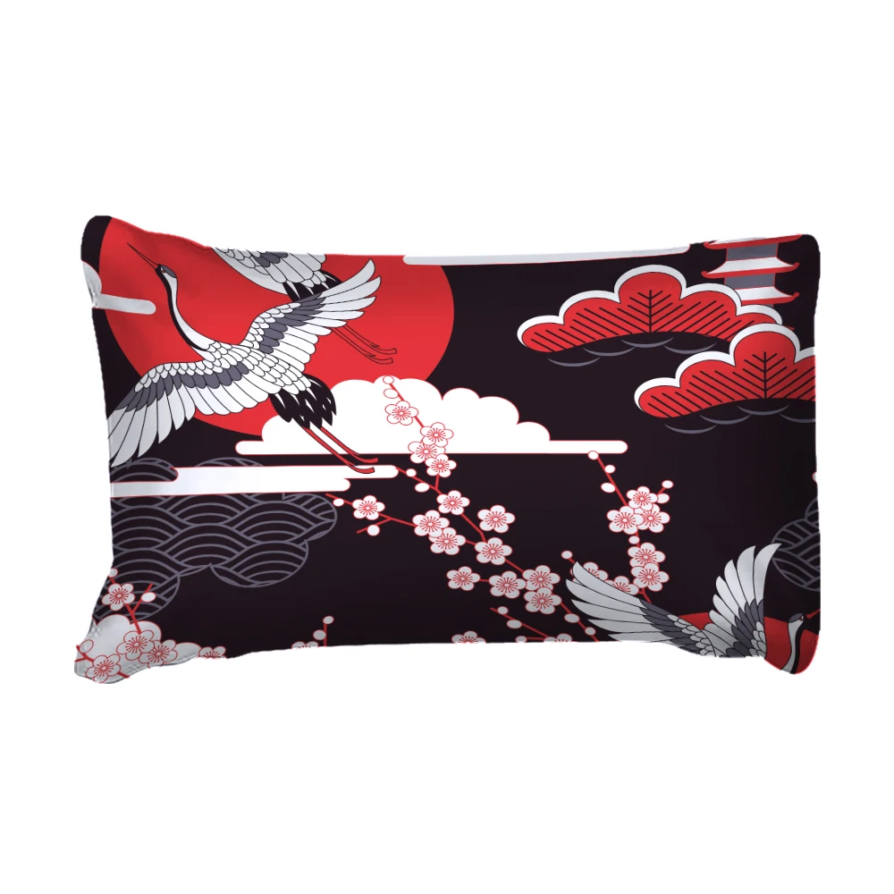 

Plum Blossom Crane Duvet Cover Set Printed with Pillowcase Set Zipper Closure Single Double Full Queen King Size Bedding Set