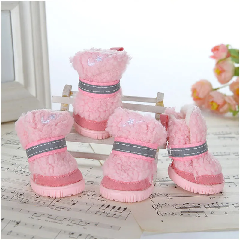 Теплая зимняя обувь для собак и кошек Нескользящие снежные ботинки чихуахуа Shih Tzu