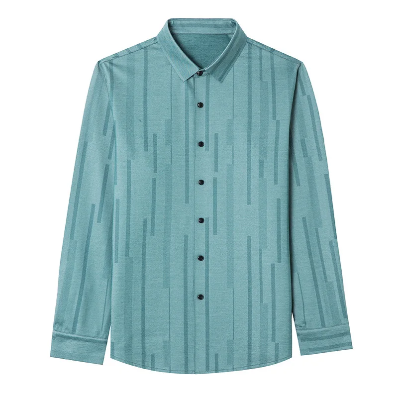 

Spring and summer new men's Silk Long Sleeve Shirt Men's large casual men's loose ice thin shirt