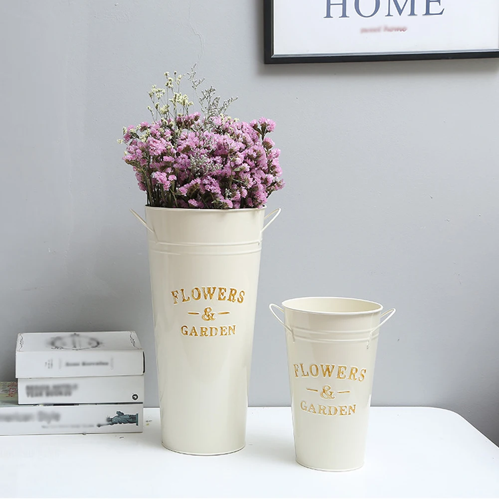 

Flower Bucket Barrel Iron Wrought Art Flower Pot Tin Tube Dried Flowers Vase Home Decoration Flower Basket Garden Wedding Decor