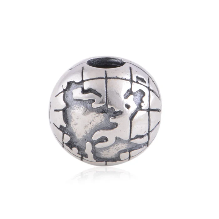 

925 Sterling Silver Globe Clip Charm Beads For Jewelry DIY making Accessories Suitable For European beads charm Bracelet KT076-N