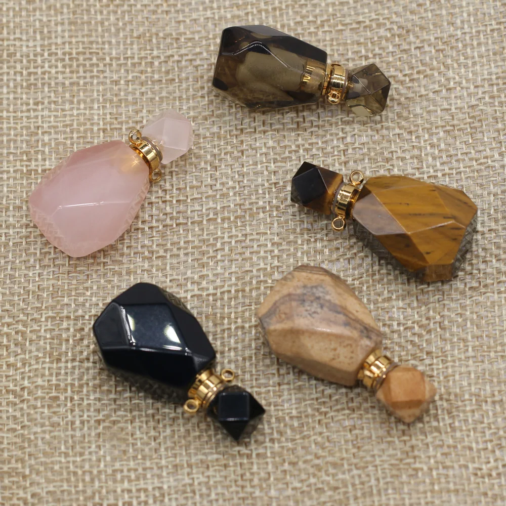 

Natural Stone Perfume Bottle Pendant Section Semi-precious For Jewelry Making DIY Women Necklace Accessory