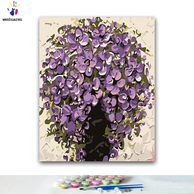 DIY окраска по номерам фиолетовый цветок картины с комплекты 40x50 защелка|Картины