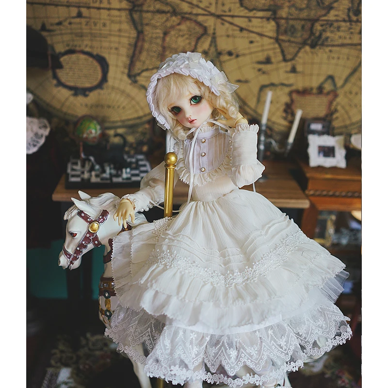 Bjd платье 1/3 1/4 BJD кукла легкое белое платье в винтажном стиле для 1/6 1/4 1/3 bjd гигантские надувные аксессуары для детской Куклы костюм платье