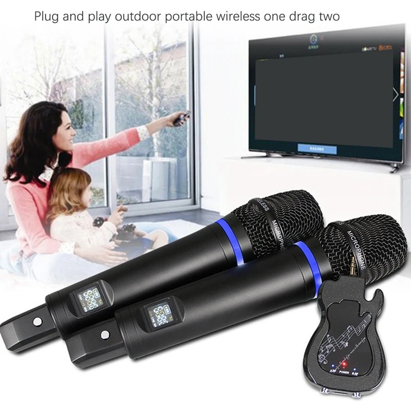 U Stage Wireless Microphone USB RCA MIC Handheld UHF Mic With Receiver For KTV Karaoke Party | Электроника