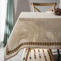 beautiful hemp rope lace design tablecloth rectangle pastoral style dinner table cover quality dustproof furniture slipcover