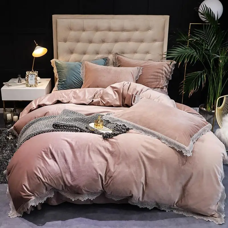 

4 шт., Комплект постельного белья из мягкого бархата