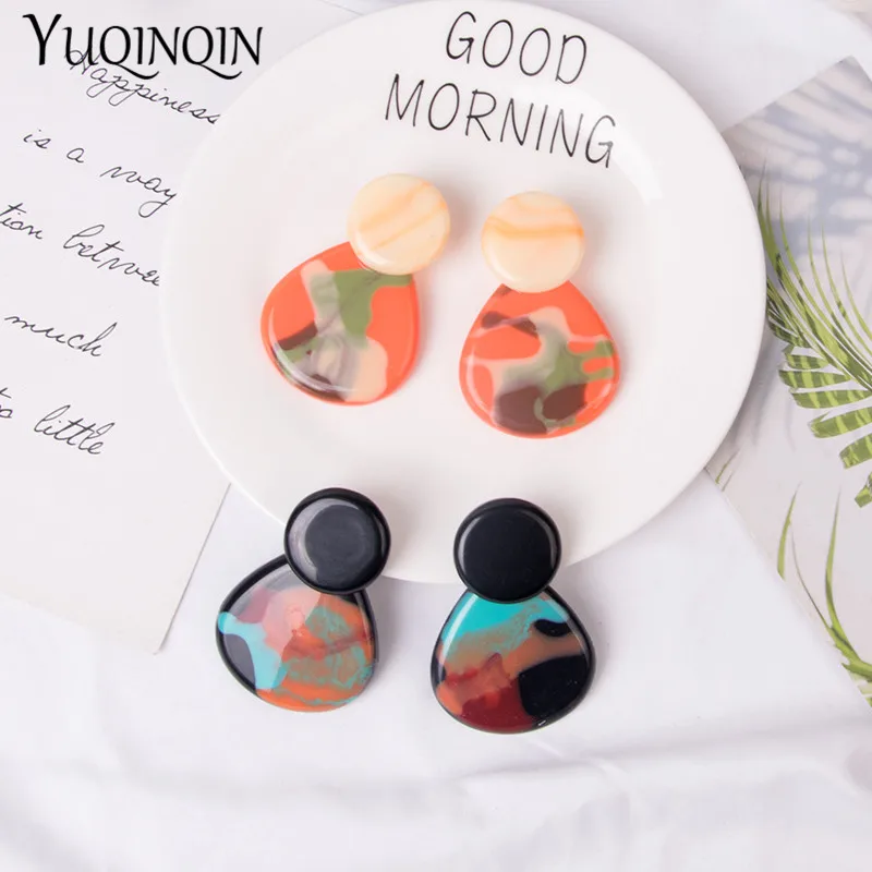 

Round Big Earrings for Women 2020 Statement Cute Korean Long Earings Dangle Drop Earring for Girl Colorful Resin Fashion Jewelry