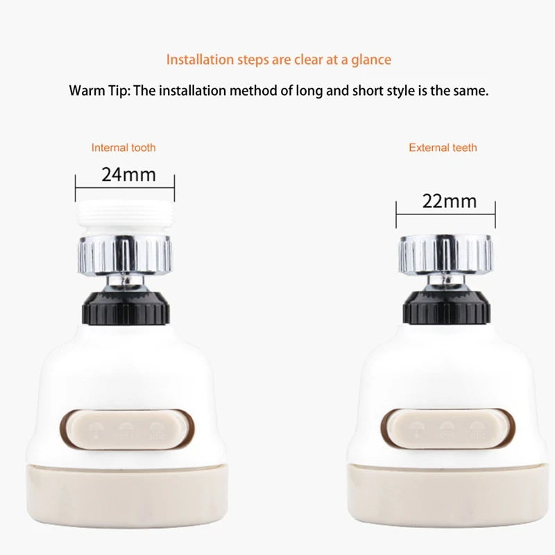 

360 Flexible Faucet Extension Sprayer Rotating Faucet Extension Faucet Sprayer Jet Stream Kitchen Bath Turbo Sink