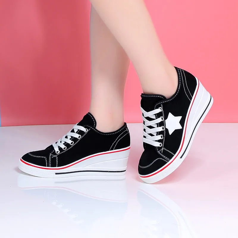 Прямая поставка коллекция 2019 года женские кроссовки на танкетке парусиновая