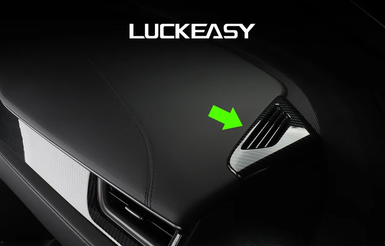 LUCKEASY приборной панели воздуха на выходе декоративные наклейки Патчи для Tesla модель X- имитация углеродного волокна 2 шт./компл