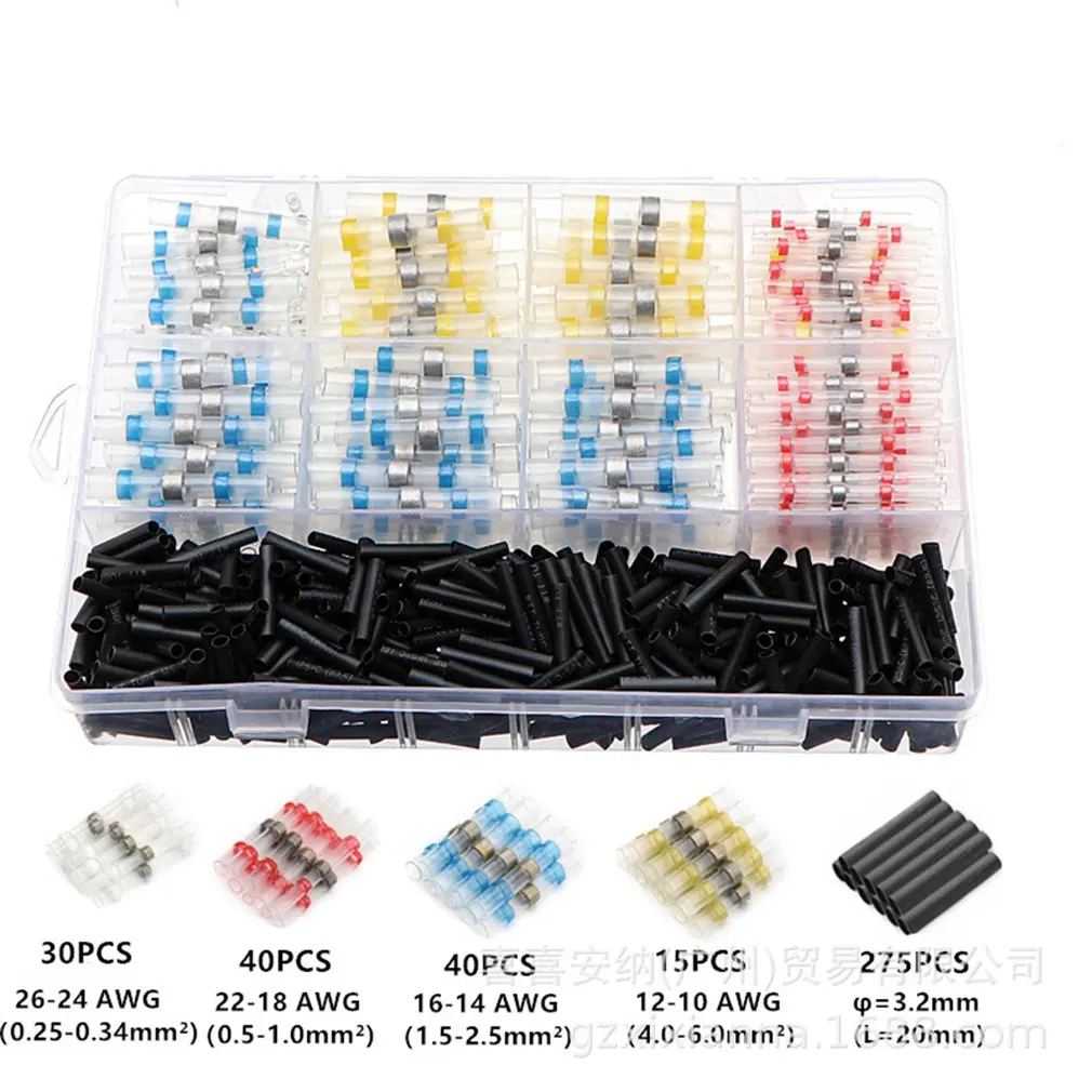 

Intermediate Terminals Heat Shrink Butt Crimp Waterproof Solder Seal Electrical Butt Connectors Wire Cable Splice Terminal Kit