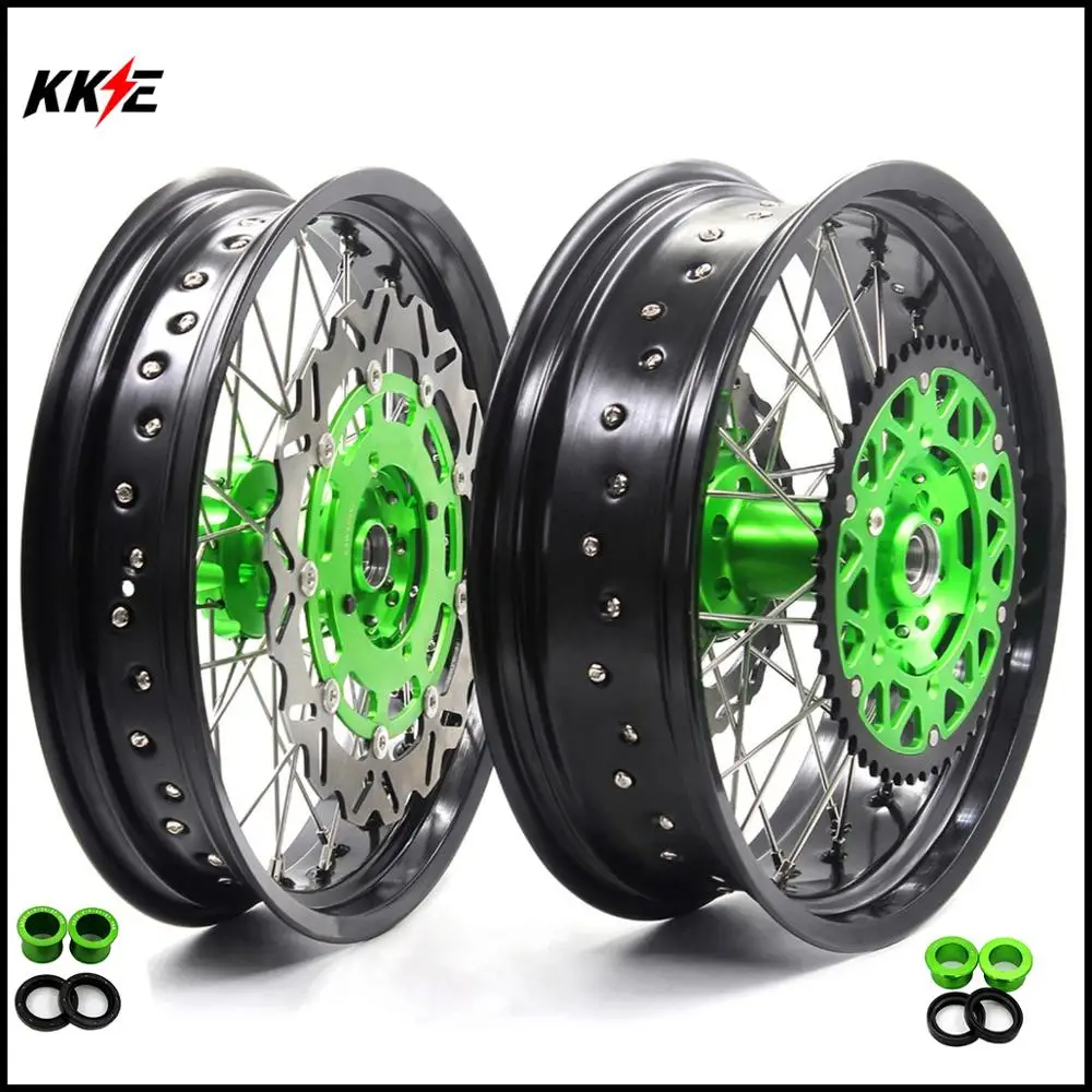 3 5/4 25 полный набор дисков Supermoto для KAWASAKI KX 250F 2006 2018 KX450F Supermotard Green Sprocket Hub|supermoto