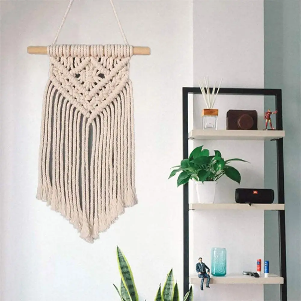 

Bohemian Hand-woven Wall Hanging, Cotton Rope Wall Tassel Wall Hanging Nordic Decoration, Style S5P1