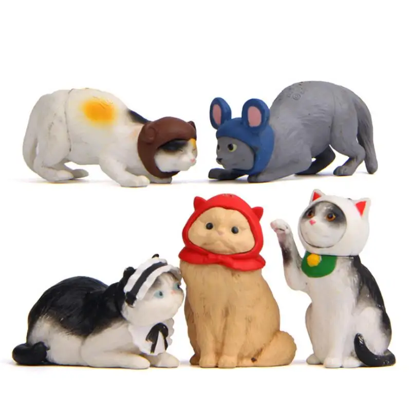 5 шт./лот кавайная японская кошка в шляпе экшн фигурка игрушки креативная