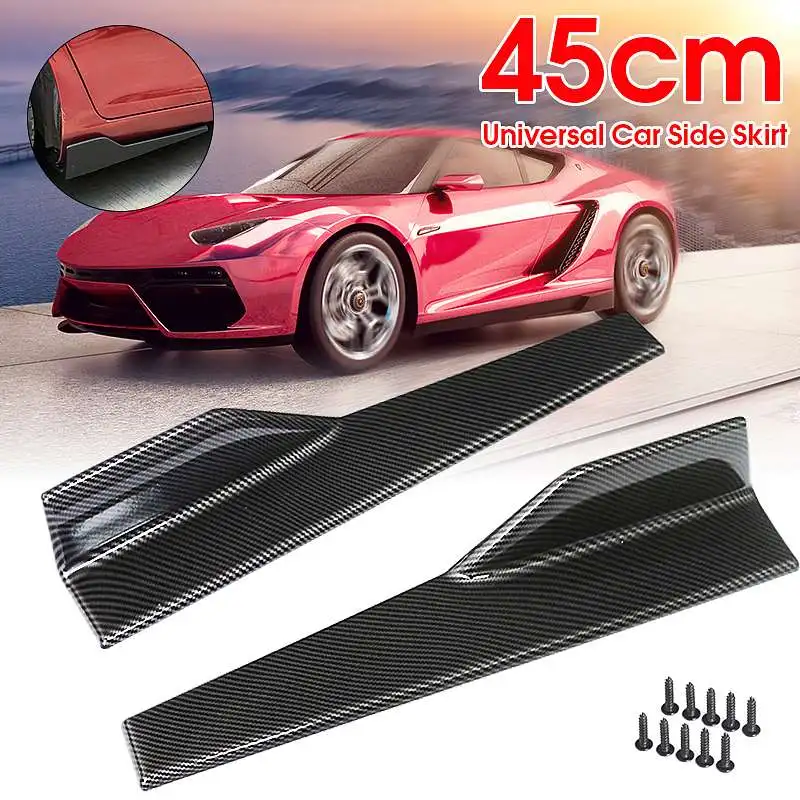 Пара 45 см черная/карбоновая внешняя универсальная боковая юбка для кузова