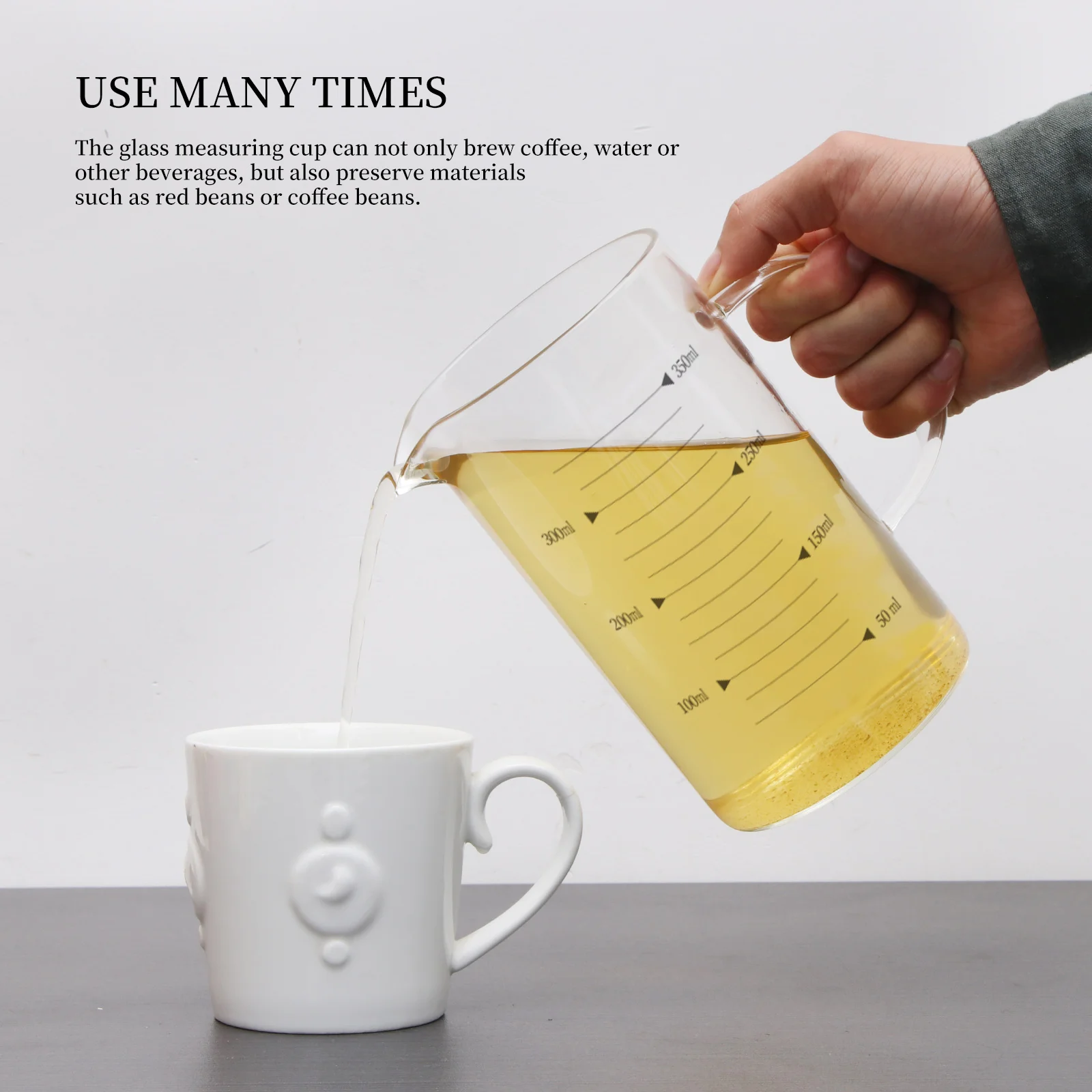 

350ml/500ml/1000ml Glass Measuring Cup Graduated Cup With Coffee Milk Measuring Cup Glass Lid Beverage Cup Baking Glass Measurin