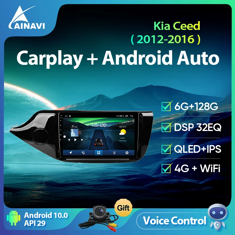 

Ainavi Car Radio VI Voice Android 10 Screen For KIA Ceed 2 2012-2018 Auto Stereo Multimedia Video Player Navigation Carplay 2din
