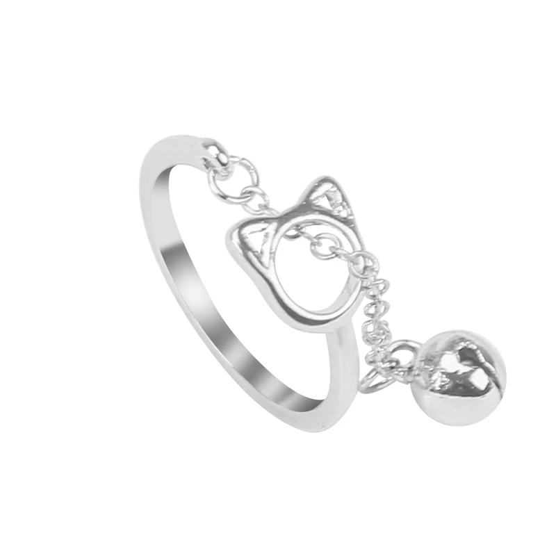 

Cute Cat Female Ring Animal Hollow Bell Opening Adjustable Fashion Simple Girl Jewelry Gift Direct Selling Hot