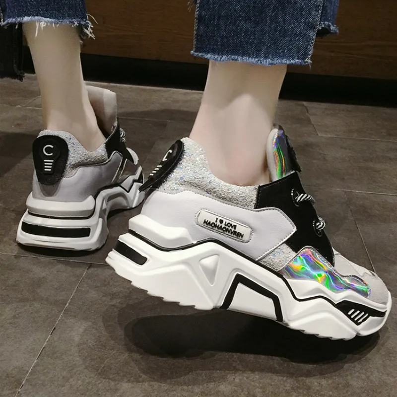 Кроссовки на платформе высокая обувь женская повседневная толстой подошве