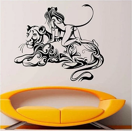 

Panther Girl Cat Wall Decal Wild Beast Predator Wall Stickers Art For Interior Bedroom Removable Home Decor Vinyl DW12165