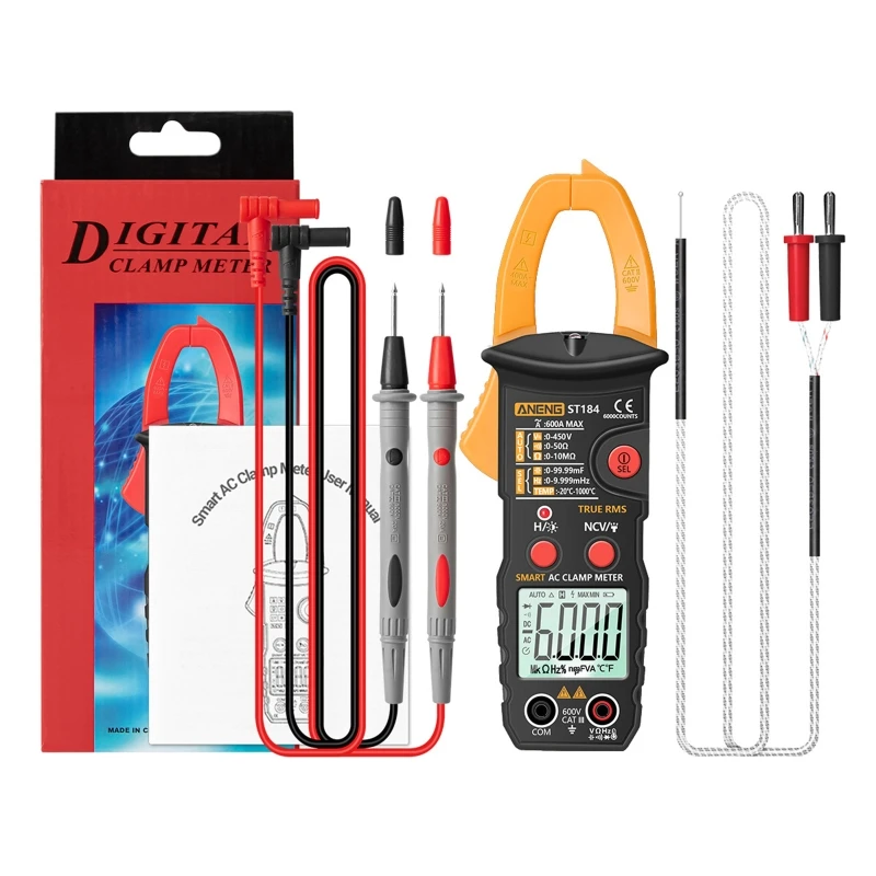 

ST184 6000 Counts Digital Multimeter Clamp Meter True RMS AC/DC Voltage Ohm Hz K9FA