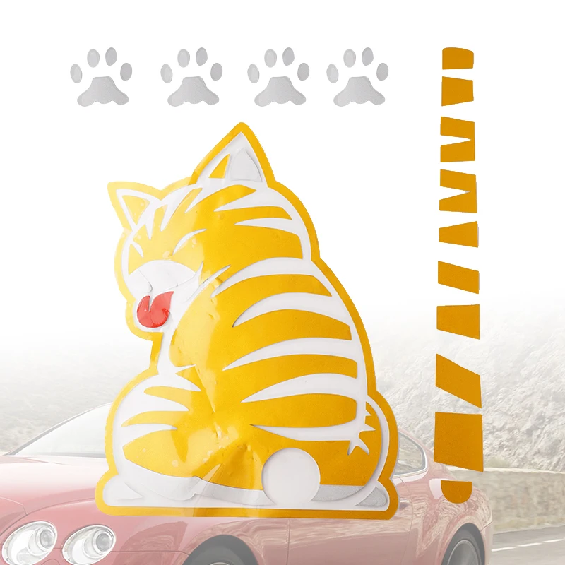 

Cartoon Funny Wiper Cat Auto Sticker with Moving Tail Cute Sticker Reflective Sticker Body Decal Color Yellow Car Motorcycl D9R4