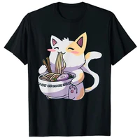 ramen cat cartoon t shirt kawaii anime graphic tee japanese gift t shirts tops