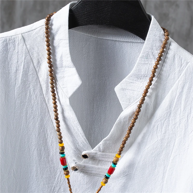 Summer new men two-piece set black retro t shirt and Ankle-Length pants cotton linen fabric mens sets Large size 5xl | Мужская одежда