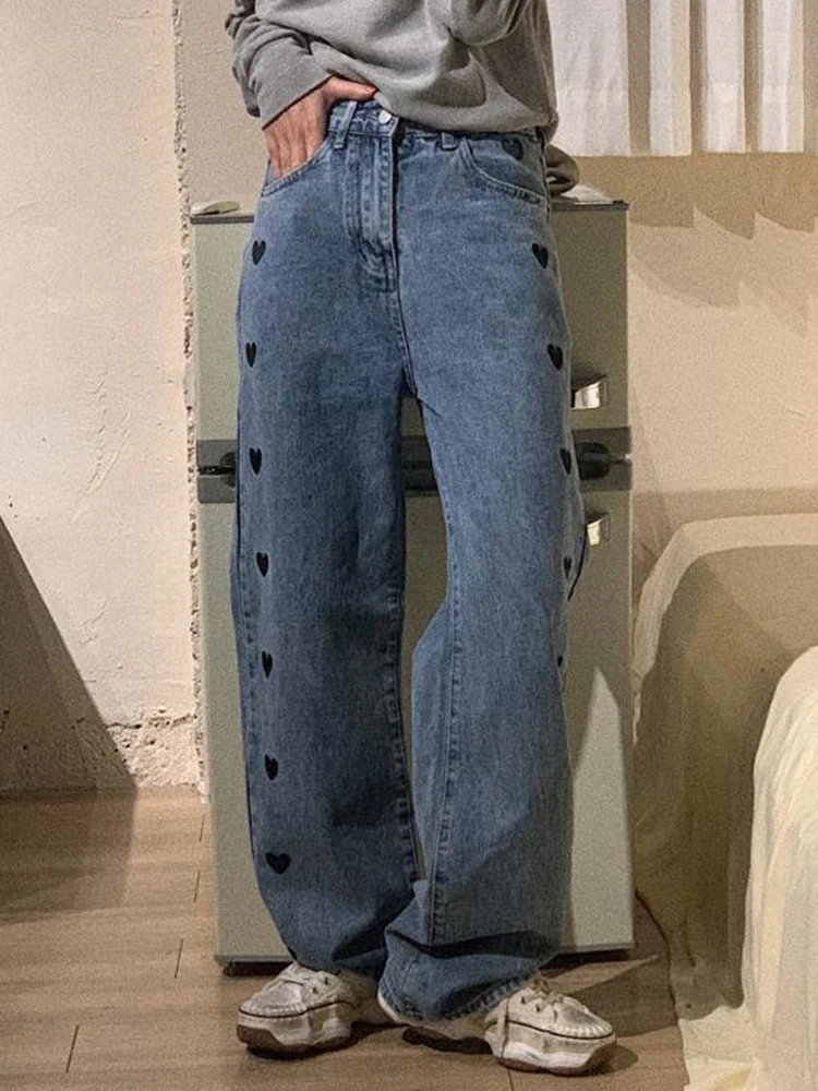 Baggy Jeans Women Streetwear Cute Heart 