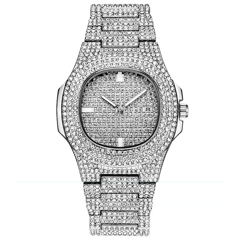 Роскошные мужские часы с бриллиантовым циферблатом наручные кристаллами