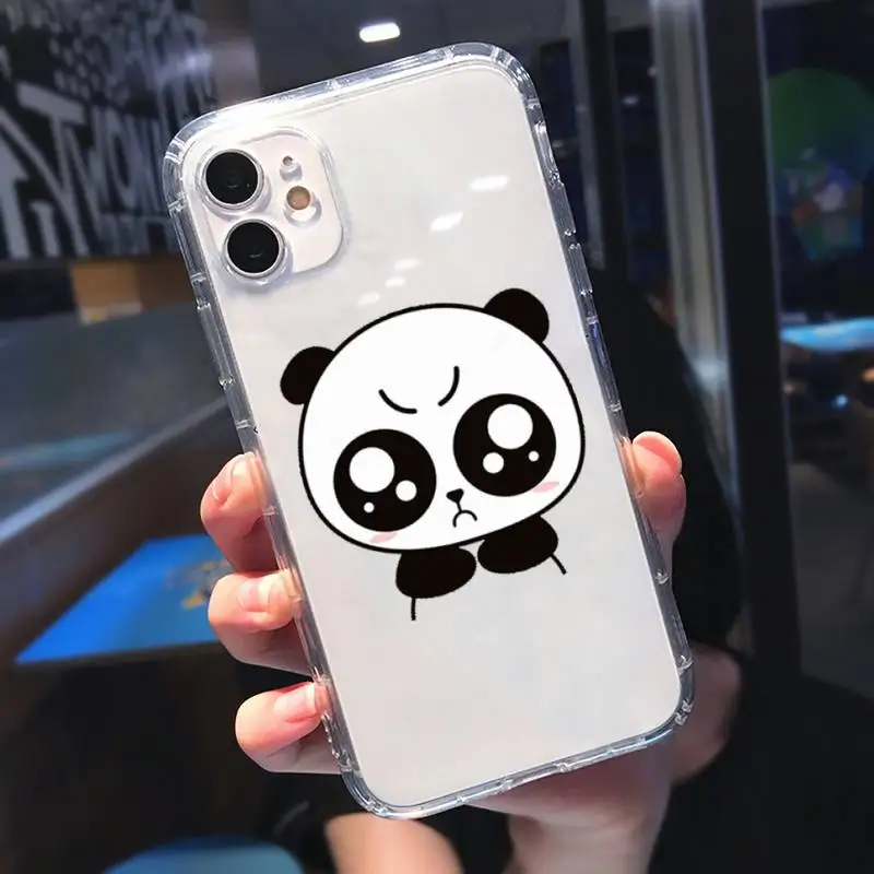 

Riccu cute Panda Bear Phone Case Transparent soft For iphone 5 5s 5c se 6 6s 7 8 11 12 plus mini x xs xr pro max