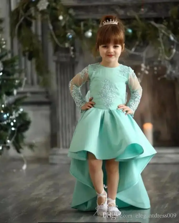 Недорогие красивые пышные платья мятно-зеленого цвета для девочек с длинными