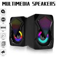 portable mini rgb led mini usb wired computer speakers surround sound bass stereo subwoofer for pc laptop desktop audio mp4